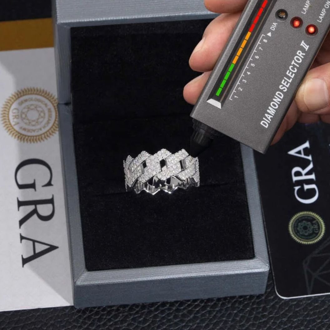 925 Cuban Moissanite Ring